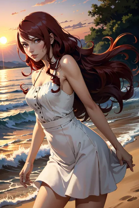 ((masterpiece, best quality))
<lora:Persona3Mitsuru:0.8>
Persona3Mitsuru, 1girl, solo, long hair, red hair, red eyes, On a beach during a vibrant sunset, sundress, playing with the waves