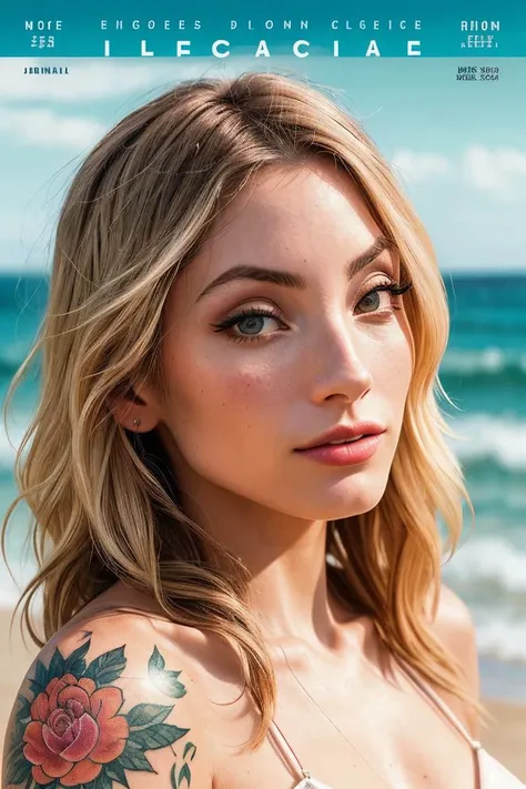 photo of beautiful (EP4vor1:.99), ((sunkissed beach)), wearing a summer dress, Swing bob, closeup portrait, (tattoos:1.1), posing, (( Sony a9 II Mirrorless Camera:1.1)), 160mm f/8, 1/10s, ISO 25, ((modelshoot)), (film grain:1.3), ((sporty)), ((detailed eyes)), (colourful), ((pervpulp15:1.2)), (magazine cover), 4k textures, elegant, ((((cinematic look)))), soothing tones, insane details, hyperdetailed, low contrast, 8k, absurdhighres, ("In Jernau we trust!":1.1)