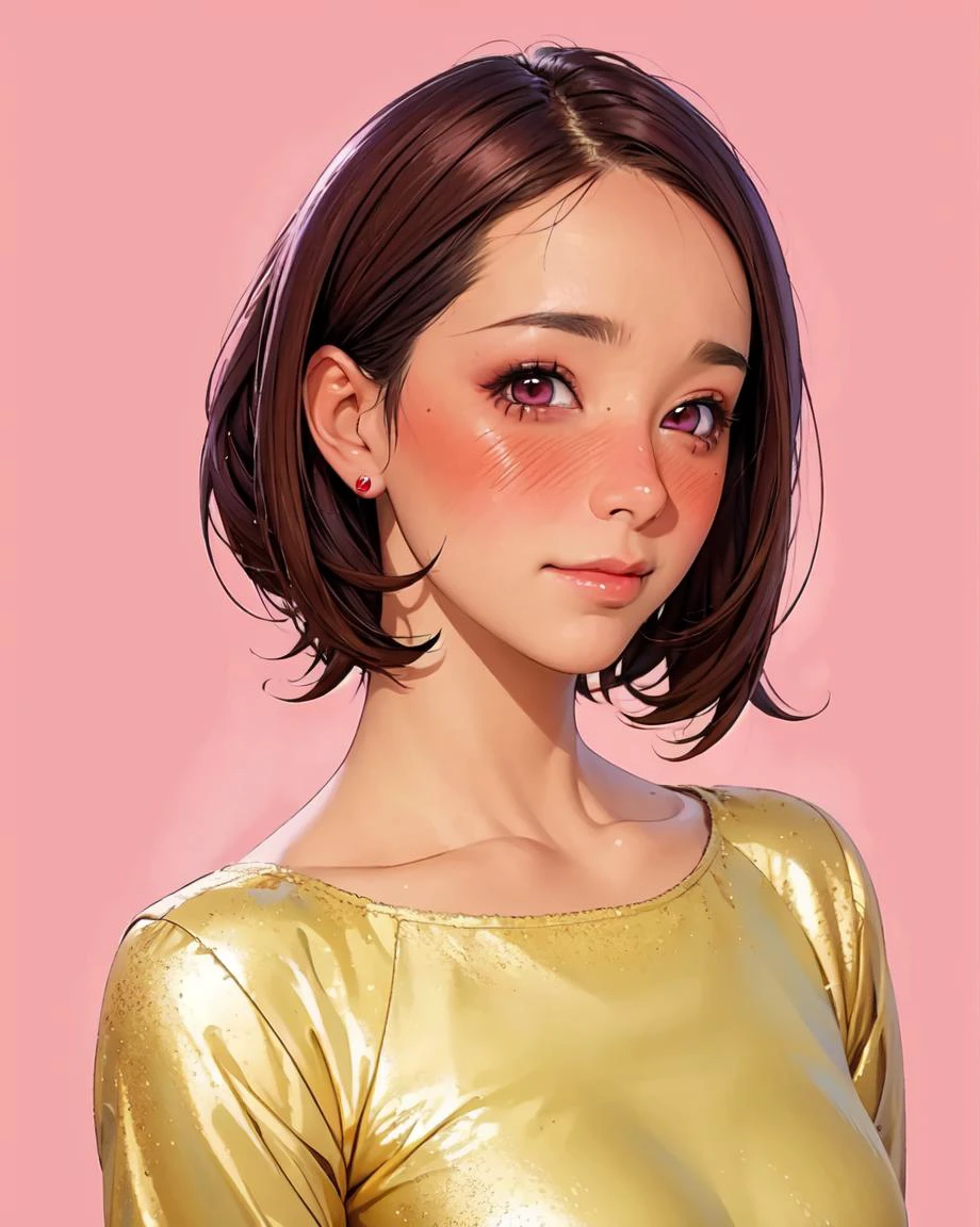 face of lady, make up, (look at viewer), pixie_cut, (shy,blushing:1.4),
(best quality, realistic:1.4)