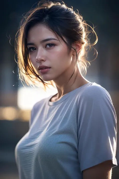 dressed, (photo realistic:1.4), (hyper realistic:1.4), (realistic:1.3),
(smoother lighting:1.05), (increase cinematic lighting quality:0.9), 32K,
1girl,20yo girl, realistic lighting, backlighting, light on face, ray trace, (brightening light:1.2), (Increase quality:1.4),
(best quality real texture skin:1.4), finely detailed eyes, finely detailed face,
(tired and sleepy and joy), (laugh:0), face closeup, t-shirts,
(Increase body line mood:1.1), (Increase skin texture beauty:1.1)