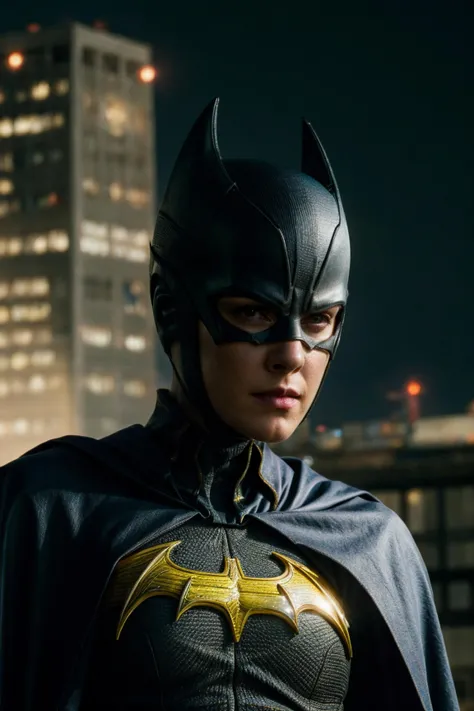 movie still, Batgirl armor, cape, face closeup, city skyline, sharp focus, cinematic shot, soft lighting, (high detailed skin:1.1)
<lora:0more_details:1> <lora:jena_malone_lora_v01:1> jenmalone