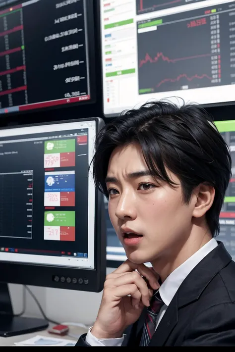asian mature males,(shouting loudly:1.25),operating phone,(stock market:1.2),stock exchange,bankruptcy,stock decline,(sad:1.2)