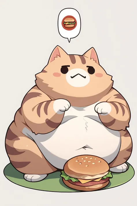 score_9, source_anime, score_8_up, score_7_up, simple background, <lora:discord_nekonekonekone_ponyXL:1> animal focus, no humans, nekoemoji, cat, solo, solid circle eyes, (ugly bastard:.3), obese, hamburger