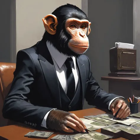 monkey in a black suit, working in a bank, dungeons and dragons, highly detailed <lora:dungeons_and_dragons_xl_v2:1>