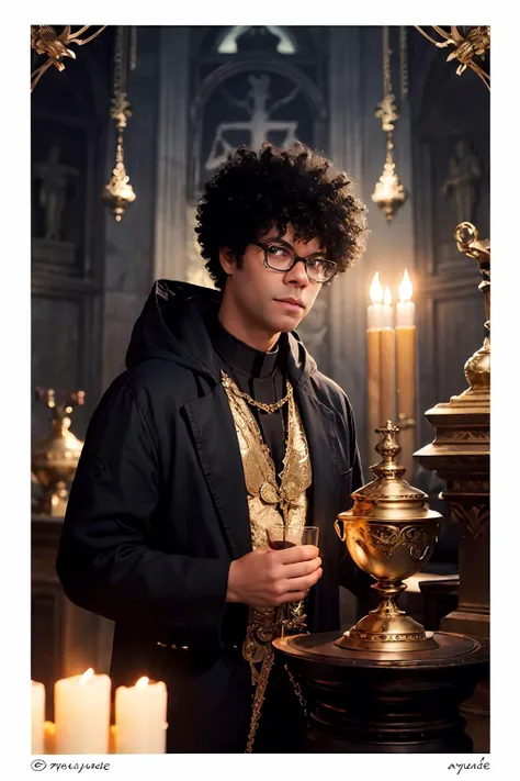 (1man, old Richard Ayoade:1.2), brown eyes, side part,
(style-swirlmagic:0.8), character focus, portrait, looking at viewer, solo, upper body, detailed background, detailed face, (sinister dark fantasy theme:1.1) holy religious leader, gentle expression, hooded, circlet, dynamic pose, casting spell, symmetrical composition, temple, altar, divine light, divine aura, religious icons, (candelabra:0.8), floating particles, sacred texts, swirling lights emanating, urn, chalice, gold, <lora:Richard-Ayoade-v10:0.7>