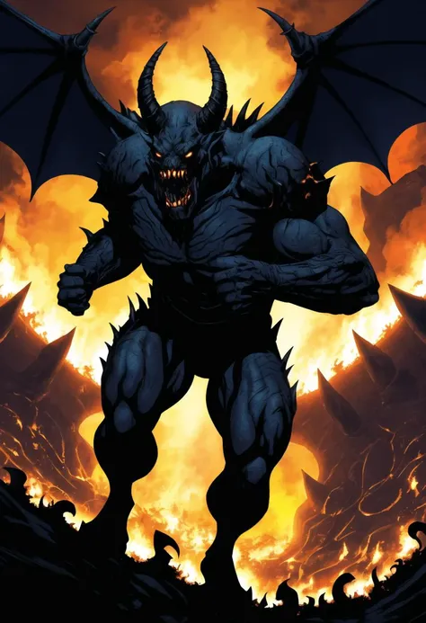 ((ultra detailed, glossy, smooth, comic style)), from diablo of a horrifying red-skinned male demon king, (full body portrait:1.3), (detailed monstrous evil face:1.4), screaming, wide spread bat like wings, (detailed scaly skin texture:1.2), long curved horns, (in hell, swirling tormented souls, billowing smoke:1.5), black spiky armor, cinematic Film still from (evil dead:0.4)|Scary Stories To Tell In the Dark|(doom:0.9)|the void