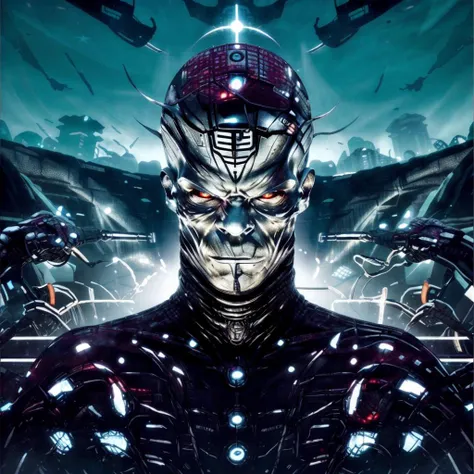 Make him a cruel and terrifying cyborg man
