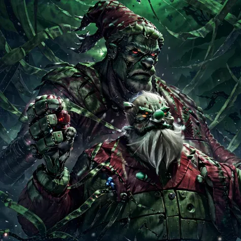<lora:aioverlord:1> robotic santa, evil, green, aioverlord,
