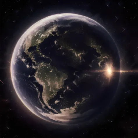 planet, earth, glare of light, starry glowing sky, <lora:planet_LoRa_v1:.8>
