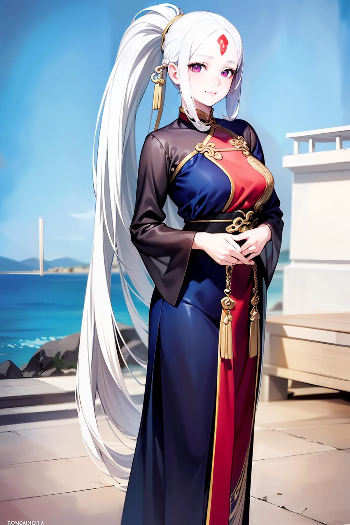 8k high quality detailed,highres,anime,comic,detailed image,
(an illustration of a age girl posing,(an illustration of girl,teengirl)),(magazine_illustration),
(, longyan,white_hair,absurdly long hair,ponytail,forehead mark,pale skin,medium breasts),(Charming Smile),detailed_face,
((hugging_own_legs):0.8),
((, pashmina hijab):0.9),(,realistic clothing texture,realistic_skin_texture),<lora:longyan:0.55>,<lora:h_pashmina_V2:0.7>,<lora:more_details:0.2>