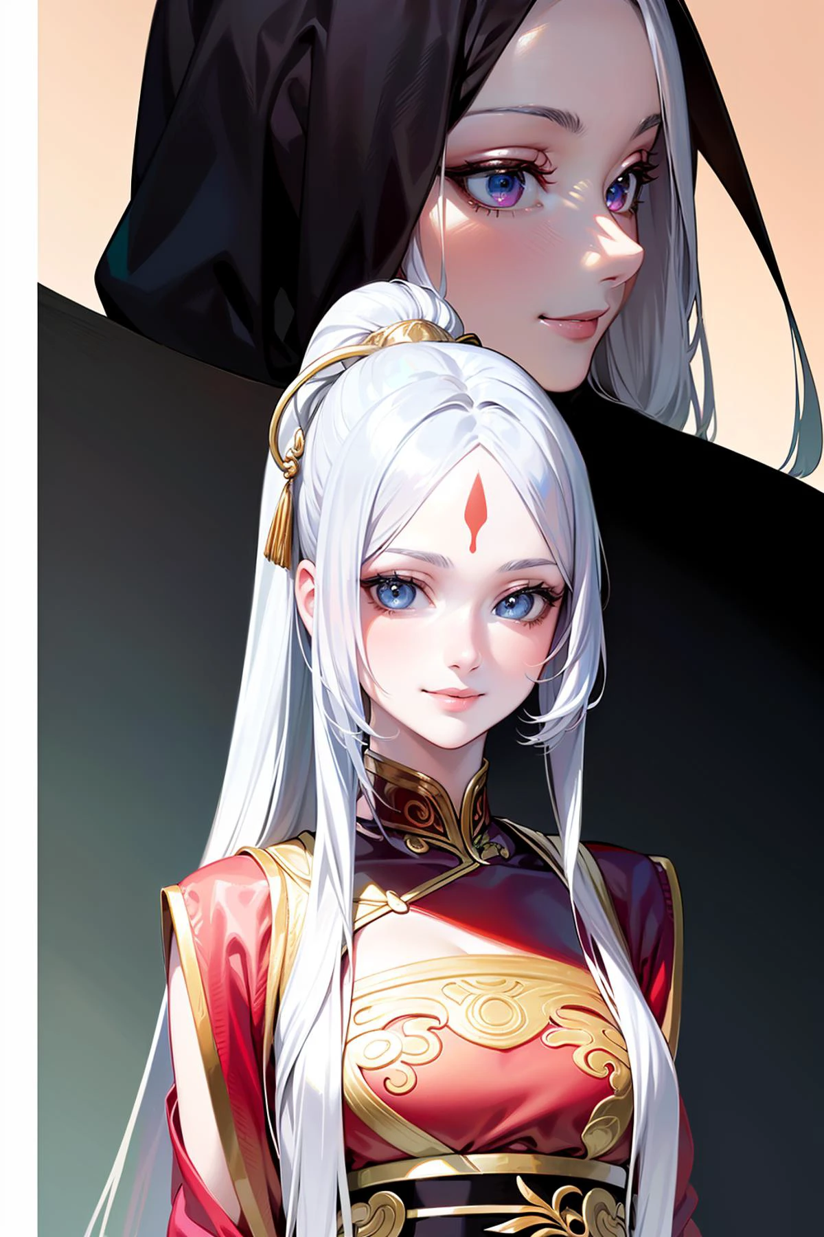 8k high quality detailed,highres,anime,comic,detailed image,
(an illustration of a age girl posing,(an illustration of girl,teengirl)),(magazine_illustration),
(, longyan,white_hair,absurdly long hair,ponytail,forehead mark,pale skin,medium breasts),(Affectionate Smile),detailed_face,
((princess carry):0.8),
((, pashmina hijab):0.9),(,realistic clothing texture,realistic_skin_texture),<lora:longyan:0.55>,<lora:h_pashmina_V2:0.7>,<lora:more_details:0.2>
