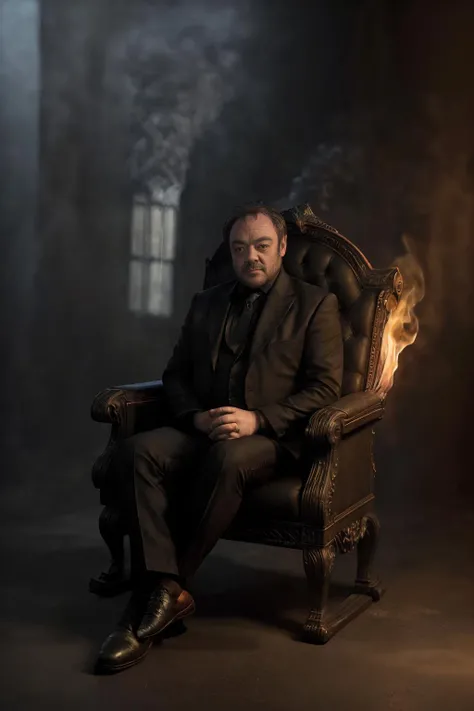 Mark1Sheppard sitting at a throne, fiery hell in the background, smoke, dark suit, dark tie, fire, warm light, dramatic light, facial hair, beard, white shirt, brown pants, brown shoes, woman as hairdresser, realistic, mustache, hyper-realistic, highly detailed, high contrast, 8k, photorealism
<lora:MarkSheppard:1>