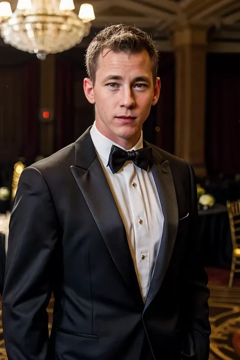 <lora:CFRocky:0.8> CFRocky wearing a tuxedo in the grand ballroom, realistic, cinematic lighting
