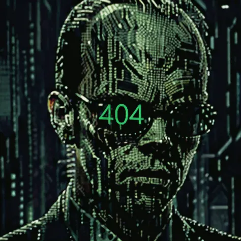 agent smith, sunglass suit,face, , <lora:Agent_Smith_Matrix-KK77-V1:0.7>, "404" on glasses, black background, green numbers, matrixCommandLineStyle, <lora:matrixCommandLineStyle:1>