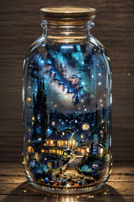 starry night in a glass bottle