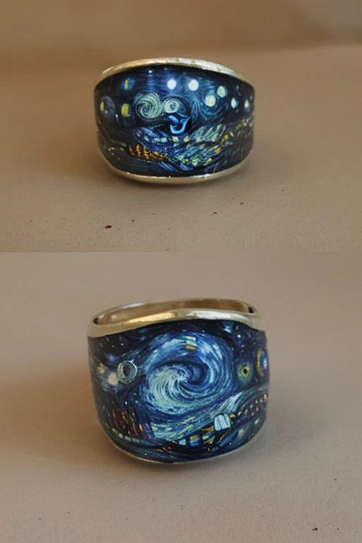 starry night Glass Ring
