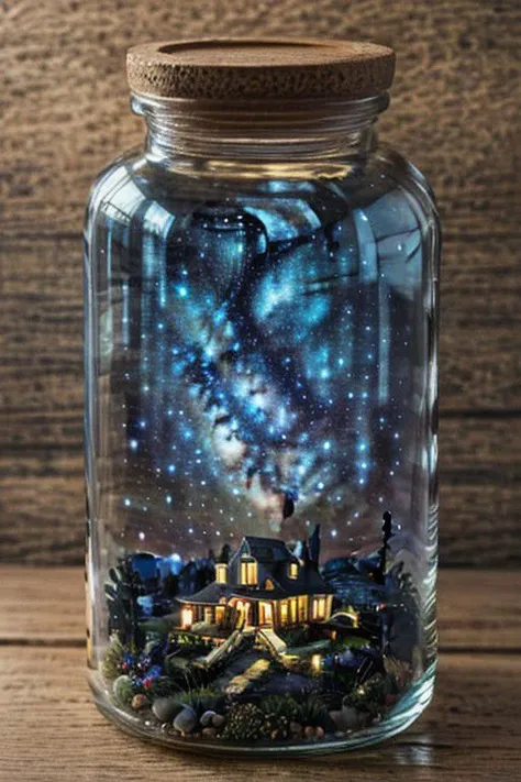 starry night in a glass bottle