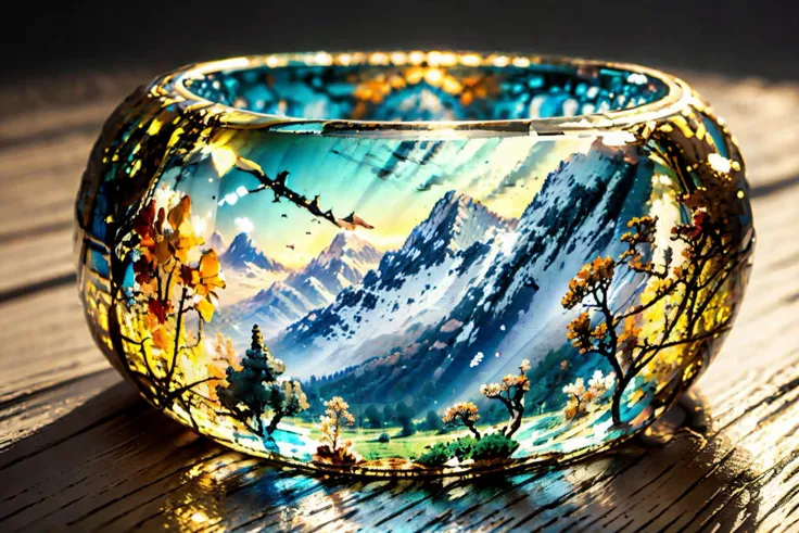 (best quality, masterpiece, colorful, highest detailed), ultra detailed, 8k, (intricate details, hyperdetailed:1.15), detailed, (official art, extreme detailed, highest detailed), soft nature lights, soft colors, (natural light, ray tracing, cinematic lighting, bloom, volumetric light), (a breathtaking mountain summit, offering panoramic views of majestic peaks and sweeping valleys, starry sky:1.4), <lora:GlassRingSora:0.8>, (Glass Ring, gold trim, lace trim:1.2),