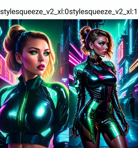 A mesmerizing female cyberpunk street artist, creating a vivid and detailed holographic mural in a neon-lit urban alley,
([Diane Lane|Scarlett Johansson|Kate Upton]), <lora:stylesqueeze_v2_xl:0>, side view, detailed full athletic body
Amazing fine detail, glowing eyes, [(colorful explosion psychedelic paint colors:1.21)::0.15], detailed background, green eyes, detailed clothes, skinny, shinny glossy skin, subsurface scattering, (gothic:0.8), bun hairstyle, bangs, pleated skirt, thigh highs, Nikon D850 film stock photograph Kodak Portra 400 camera f1.6 lens, rich colors, lifelike texture, dramatic lighting, unreal engine, trending on ArtStation, cinestill 800 tungsten
