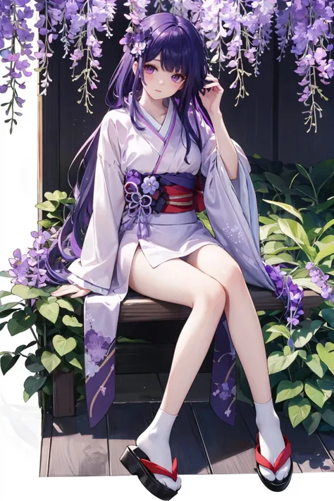 1 girl、(body floating)、full body description、slim、accurate line of sight、blue eyes、smile、purple hair、long hair、white dress、Wooden caneを持つ、Wooden cane、hobby shop、tracking、paris bridge、tower of london、Louvre Museum、forest park、British territory、royal family、eiffel tower、