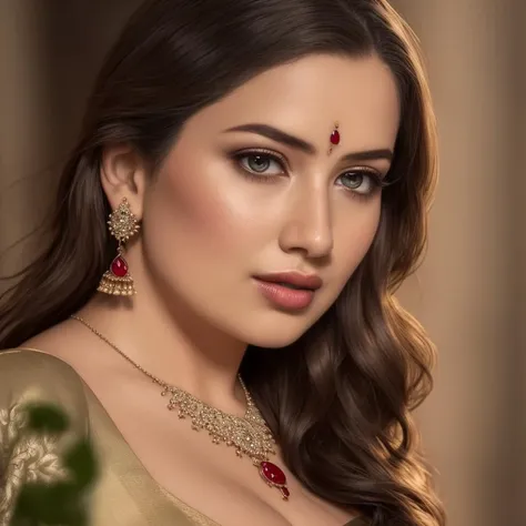 No-one36, a woman,she is wearing a saree, jewellery, cleavage, standing near a river, modelshoot style, extremely detailed CG unity 8k wallpaper, full body shot, 8k uhd, dslr, soft lighting, high quality, film grain, Fujifilm XT, (realistic), wearing necklace with rubies