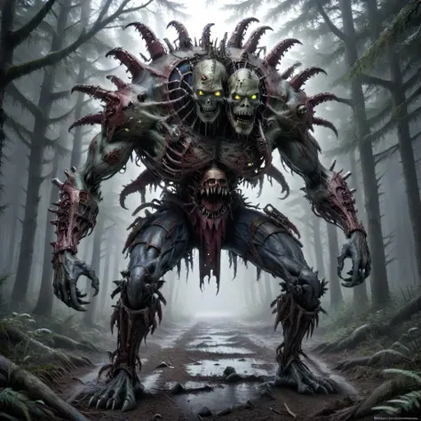 cyborg zombie, <lora:FleshMonstrosityXLV2:0.5>