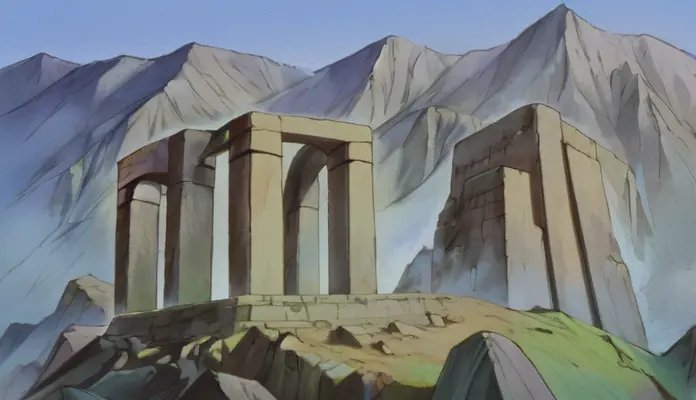 ancient stone ruins on mountain , 
 <lora:bg_berserk_anime:1.3>