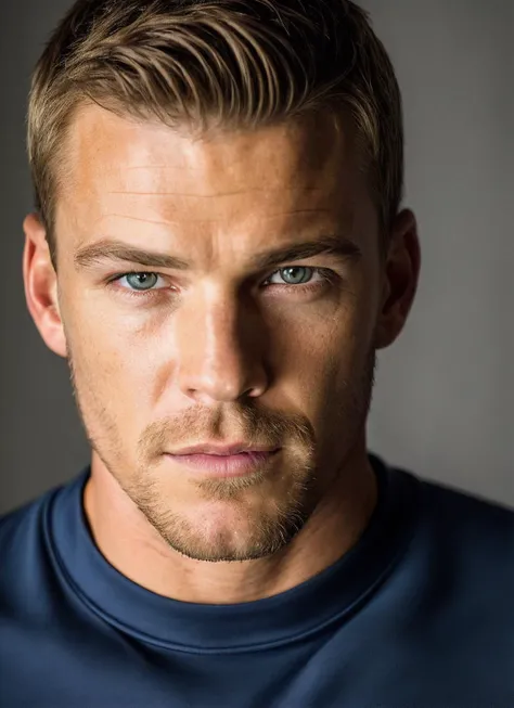 portrait of sks person, epic (photo, studio lighting, hard light, sony a7, 50 mm, matte skin, pores, colors, hyperdetailed, hyperrealistic), <lora:locon_alanritchson_v1_from_v1_64_32:1>