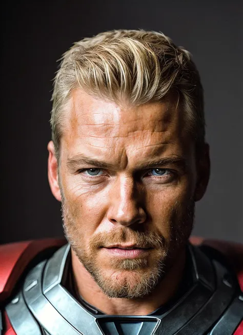 <portrait of sks person as thor, masculine, epic > (photo, studio lighting, hard light, sony a7, 50 mm, hyperrealistic, big depth of field, mate skin, pores, wrinkles, concept art, colors, hyperdetailed, hyperrealistic), <lora:locon_alanritchson_v1_from_v1_64_32:1>