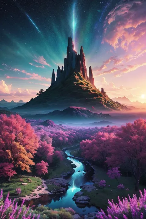 award winning landscape photograph,  style of gl1chr03, weird future, secret science, chroma, 8k resolution, trending on artstation, style of midjourney