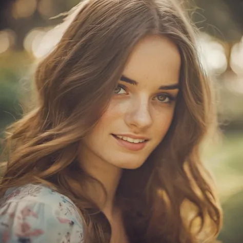 a close up of beautiful woman kassielyn summer dress, hi detail, sharp focus, perfect lighting, awesome, dslr, 4k high quality. extra detail, extra sharp, magical, perfect moment, natural skin, pores, film, film grain, flare, old film, discolored film, magazine paper, 35mm photo, grainy, vignette, vintage, Kodachrome, Lomography, stained, f1.2 50m <lora:kassielyn_lora_xl_40_resized2:1>