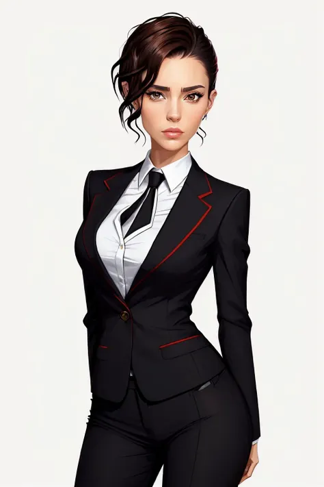 (vexel style, sharp, clean, vector-based, highly detailed:1.2) portrait <lora:ErinOlash_v1-000026:.9> ErinOlash, focus on face, wearing a pant suit , her hair is styled as messy lob hair,