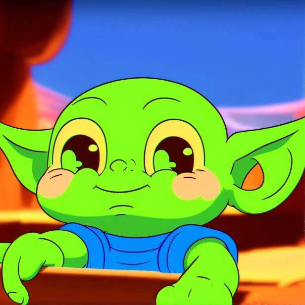 cute (ocds:1.2) (baby yoda:0.9), fleischer studios, high detailed, 4k,
