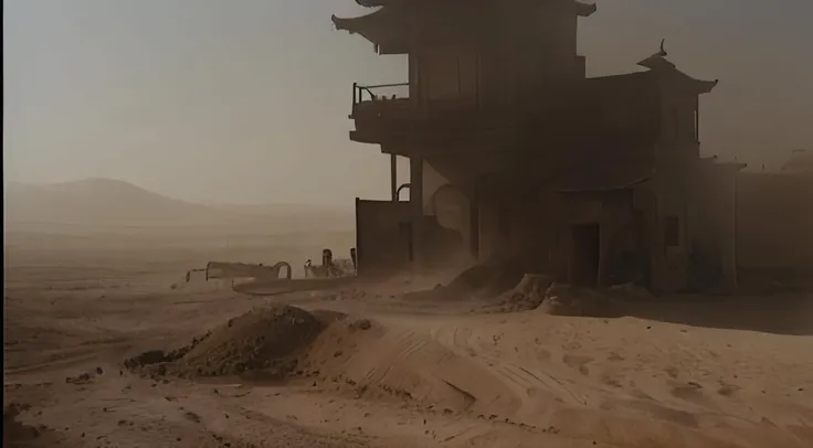 masterpiece, extremely high detail digital RAW color painting of building in desert, fire,sand,frame, house, coat, art by Dragon Inn-18500, <lora:epiNoiseoffset_v2:1.5>