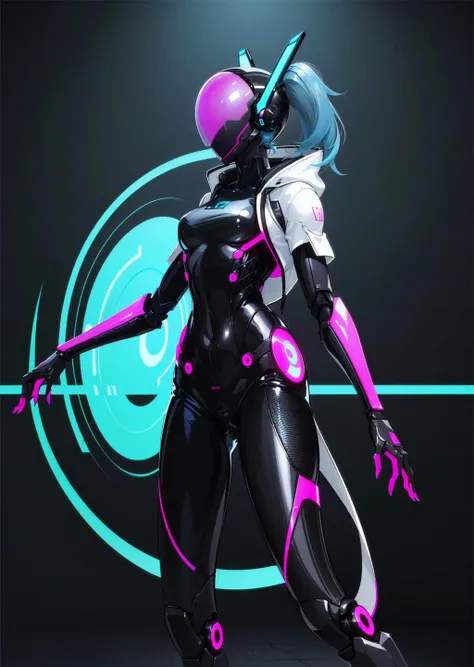 (1girl, blue hair medium hair side ponytail, spiral eyes, , evil smile) (in detailed bridge, (science fiction, bodysuit, robot, humanoid robot, helmet, neon trim, shiny clothes, enicha, <lora:enicha:0.7>)) , best quality, <lora:boldline:0.2> <lora:hairdetailer:0.2>