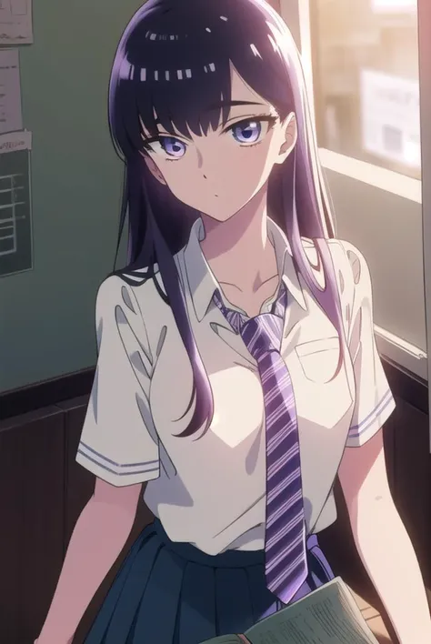 akiratachibana, <lyco:akiratachibana-lyco-nochekaiser:1>,
akira tachibana, long hair, bangs, black hair, (purple eyes:1.1),
BREAK skirt, shirt, school uniform, white shirt, pleated skirt, necktie, striped, collared shirt, blue skirt, striped necktie,
BREAK looking at viewer,
BREAK indoors, classroom,
BREAK <lora:GoodHands-vanilla:1>, (masterpiece:1.2), best quality, high resolution, unity 8k wallpaper, (illustration:0.8), (beautiful detailed eyes:1.6), extremely detailed face, perfect lighting, extremely detailed CG, (perfect hands, perfect anatomy),