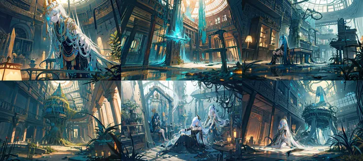 (otherworldly, otherworldly atmosphere, otherworldly appearance), highly insanely detailed, masterpiece, top quality, best quality, highres, 4k, 8k, RAW photo, ((ancient egyptian theme:1.2)), 
(mystical theme), mystical gatmosphere, arcane sanctuaries, otherwordly aura, 
(long_hair, long hair, random colors hair, glowing hair, hair over one eye, long messy hair), 
(eyelashes, eyeliner, eyeshadow, eyelashes, long eyelashes), 
collar, earrings, jewelry, necklace, armlet, 
tentacle, (underwater), nsfw, 
Homestay, Resort, Guest House, 
building, structure, still life, swirling energy, 
action pose, 
drunk, closed eyes, 
abandoned building, shopping mall, overgrown with vegetation, [volumetric fog], cinematic lighting, colorful, 
<lora:The_Threads_v2:0.8>, thread_space, a spaceship flying through the thread_space, (fantasy world)