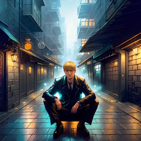 man sitting in dark alleyway in gotham city, very light mist, very detailed, ultra realistic, trending on artstation, sharp focus, studio photo, intricate details, highly detailed, ONIZUKA <lora:ONIZUKA:0.8>, highly detailed, centered, solid color background, digital painting, artstation, concept art, smooth, sharp focus, illustration, artgerm, anime, manga
