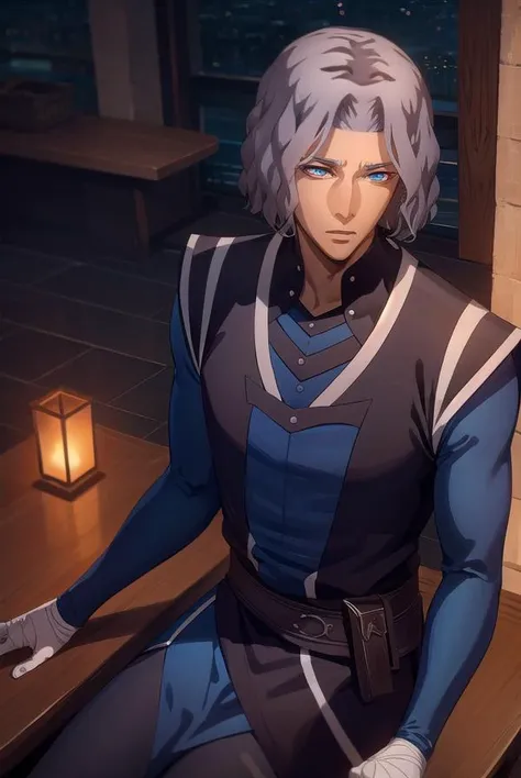 hector, <lyco:hector-lyco-nochekaiser:1>,
hector, grey hair, short hair, blue eyes, mature male, 1boy, male focus,
BREAK long sleeves, bandages,
BREAK looking at viewer, full body,
BREAK indoors,
BREAK <lyco:GoodHands-beta2:1>, (masterpiece:1.2), best quality, high resolution, unity 8k wallpaper, (illustration:0.8), (beautiful detailed eyes:1.6), extremely detailed face, perfect lighting, extremely detailed CG, (perfect hands, perfect anatomy),