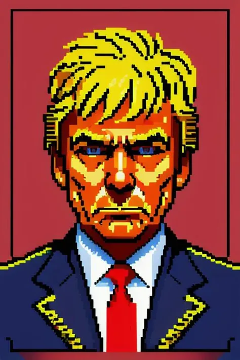 Donald Trump,masterpiece,best quality,pixel art,<lora:Pix:0.9>,<hypernet:LuisapPixelArt_v1:0.6>,