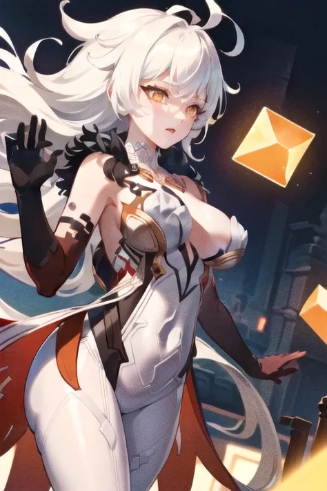 (extremely detailed CG unity 8k wallpaper),(masterpiece), (best quality), (ultra-detailed), (best illustration),(best shadow), (sharp eyeliner, eyeshadow, detailed eyes:1.1), absurdres, hyperrealistic, 8k, sohp, ahoge, white pantyhose, floating hair, floating object, cube, <lora:sustainerOfHeavenlyPrinciplesAsmoday_v1:0.8>