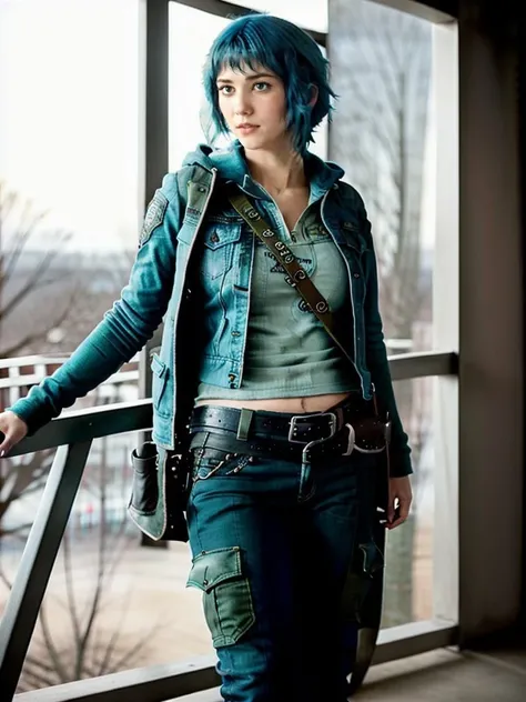Ramona768,  full body, green hair, jeans pants, detailed eyes, photography, trending on artstation, sharp focus, studio photo, intricate details, highly detailed, by greg rutkowski  <lora:Ramona768:0.6>