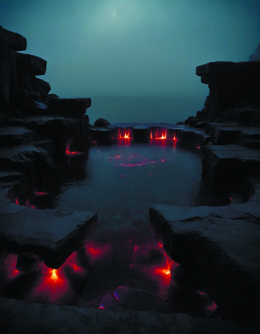infinity pool in hell. intricate. halo. octane,cinematic,hyper realism,octane,8k,depth of field,bokeh,demonic,dark,devil,demons,mist,red illuminating fog,rocks,red and black colour scheme,DonMD3m0nXL <lora:DonMD3m0nXL-000010:0.8>,<lora:add-detail-xl:1.6>,<lora:SDXL_Black_Sa_May:0.7>,DonMn1ghtm4reXL <lora:DonMn1ghtm4reXL:0.6>,by diegocr,monster <lora:fx-monsters-xl-meatsack:0.5>