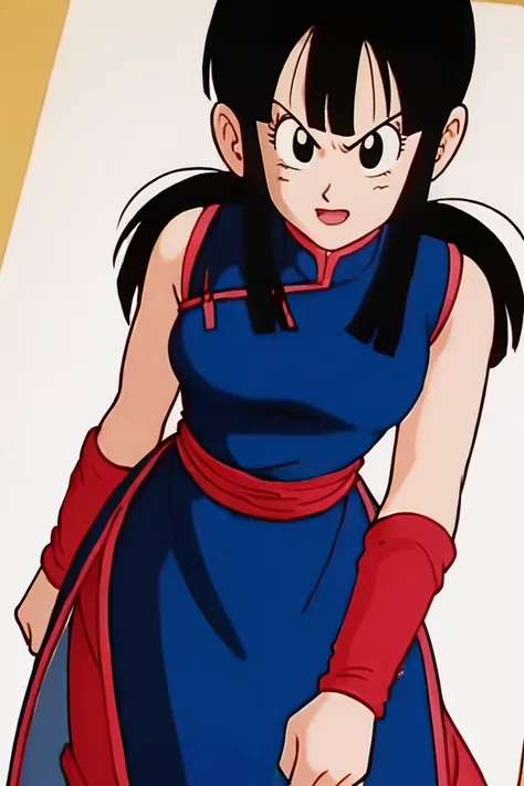 source_anime, score_9, score_8_up, score_7_up, anime screencap,8k, absurdres,
chi-chi, long hair, bangs, hair down, black hair, black eyes,
blue dress, red pants, sleeveless dress, chinese clothes, red wristband, china dress, red sash,
cowboy shot,
<lora:chichi_pony_v1:0.8>