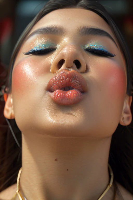 1girl,big lips, glossy lips, eyes closed, towards the viewer, pouting, best quality,masterpiece,illustration,an extremely delicate and beautiful,CG,unity,8k wallpaper,Amazing,finely detail,masterpiece,official art,extremely detailed CG unity 8k wallpaper,incredibly absurdres,huge filesize,ultra-detailed,highres,extremely detailed,beautiful detailed girl,realistic,<lora:Warm Snow:0.8>,
close-up shot, close up, fish eye lens, wide lens, macro lens,