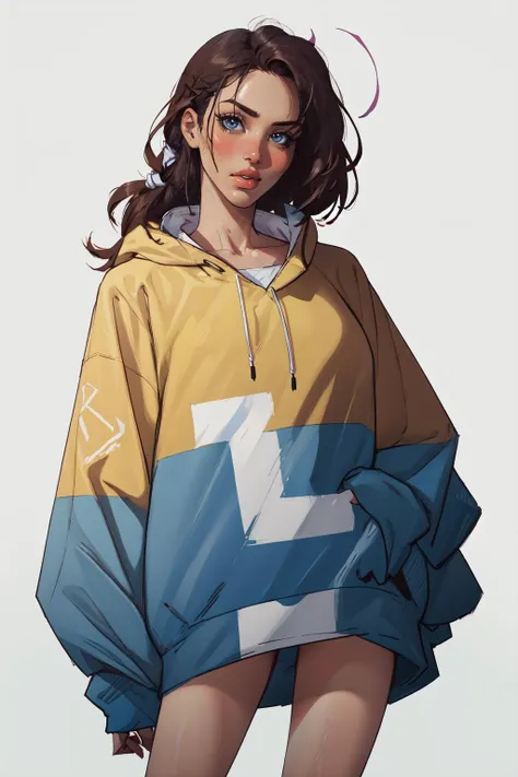 (masterpiece,best quality,absurdres,beautiful,aesthetic,detailed),1girl,cowboy shot,<lora:Oversized Clothes 2_400740:2> oversized clothes