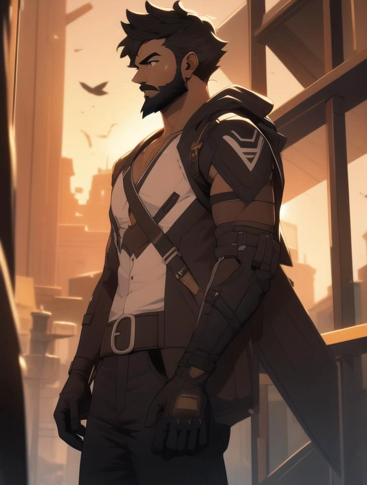(masterpiece, best quality, ultra-detailed, best shadow), (detailed background,dark fantasy), (beautiful detailed face), (best illumination, an extremely delicate and beautiful), ((cinematic light)), colorful, hyper detail, dramatic light, intricate details, (depth) of (field), <lora:Wagner_Genshin_Impact-03:1> Wagner_Genshin_Impact, short hair, 1boy, facial hair, beard, mature male, muscular, black hair, gloves, tanned, manly,<lora:å
¨ç½é¦åâç¡¬æ ¸å
å½±Hardcore line:0.8> hardcore line