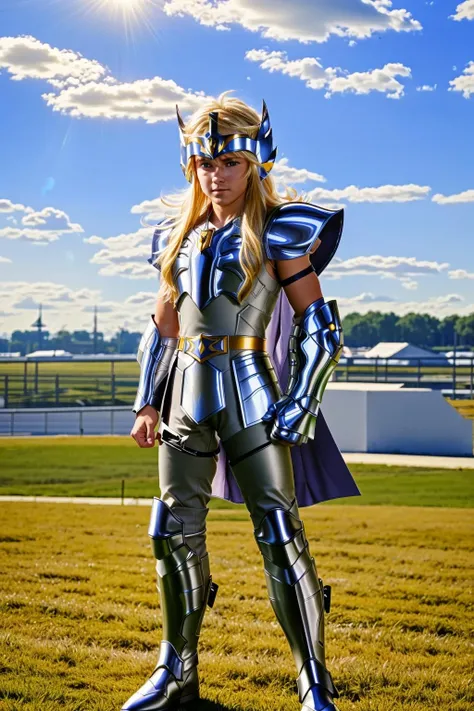 <lora:zzhyogacygnuszz_v1:1>
masterpiece, highly detailed photorealistic 8k raw photo, best cinematic quality, volumetric lighting and shadows, sunday lighting
1boy, armor, belt, blonde hair, blue eyes, boots, fingerless gloves, full body, gauntlets, helmet, zzhyogacygnuszz (Over-the-shoulder shot:1.2)
(airport background:1.2)