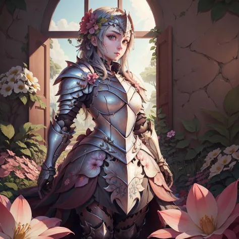 masterpiece, absurdres, extremely detailed, detailed eyes, fullbody, <lora:Flowerpetalai:0.6> 1girl, knight, armoured, Flowerpetalai, day, volumetric lighting,