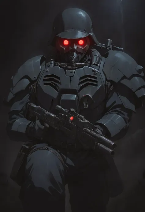 jin-roh!,<lora:zavy-cntrst-sdxl:1.8>,1 boy,<lora:RINJOH:1>,glowing,cowboy shot,strong,round eyes,backpack,no pupils,radio antenna,red eyes,dark,low-key,night,shadow,
sewer,walking,holding gun,heavy machine gun,from below,aiming at viewer,close-up,, cinematic light,masterpiece,best quality,very aesthetic,absurdres,incredibly absurdres,<lora:add_detail:1>,explit,NSFW,